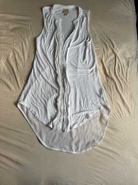 Anthropologie Ric Rac White Sleeveless Ruffle Tunic Top - Size S